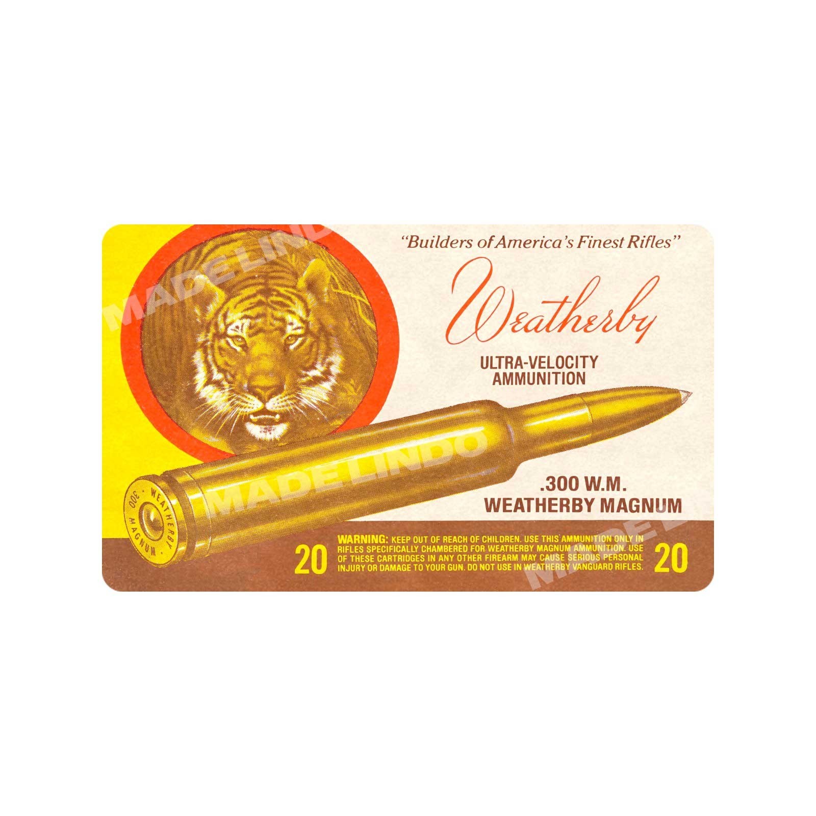 Vintage Style 300 Weatherby Magnum Ammo Tiger Box Doormat Rug In / Out Decor