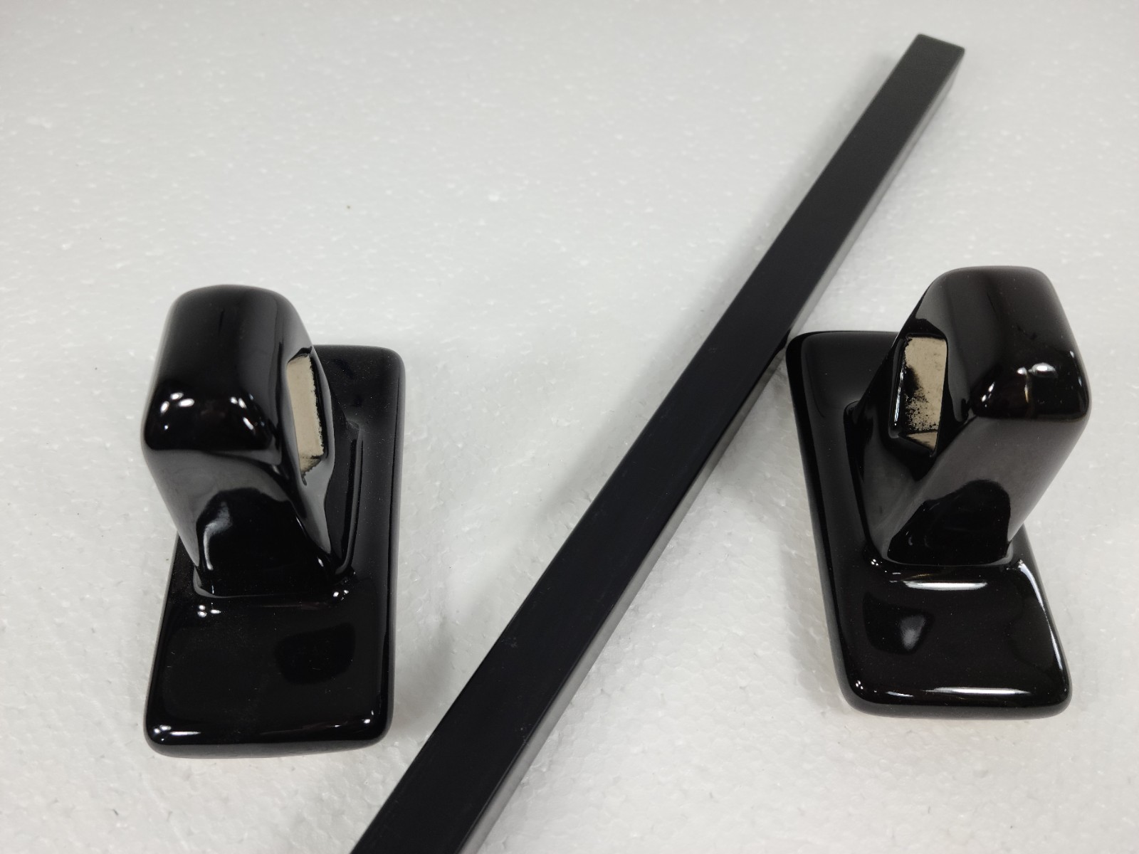 Black Ceramic Towel Bar Rod Rack Post Holder Brackets Tile In Mid Century Modern