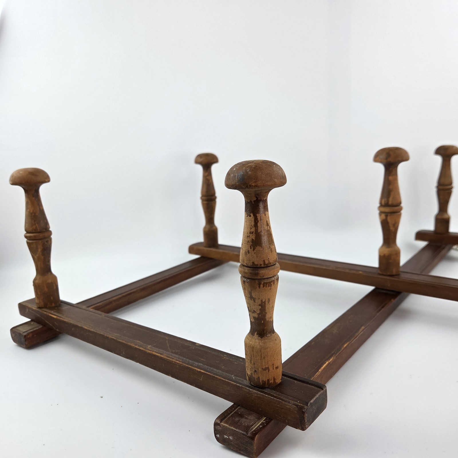 Vintage Oversized Wooden Accordion Wall Coat Rack Expandable 7 Peg Rack Large