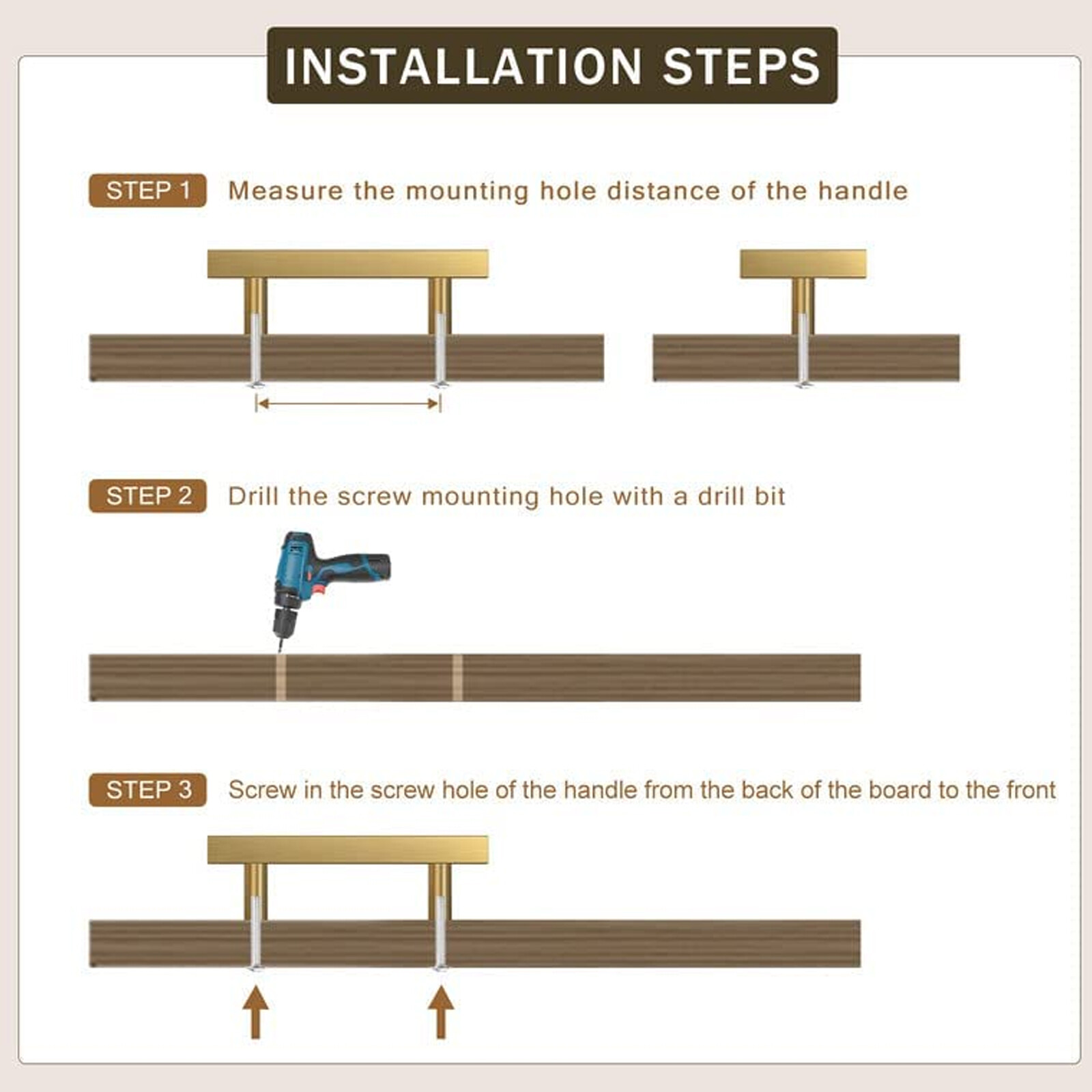 Stainless Steel Kitchen Square Cabinet Handles Black Gold T Bar Drawer Pulls Lot