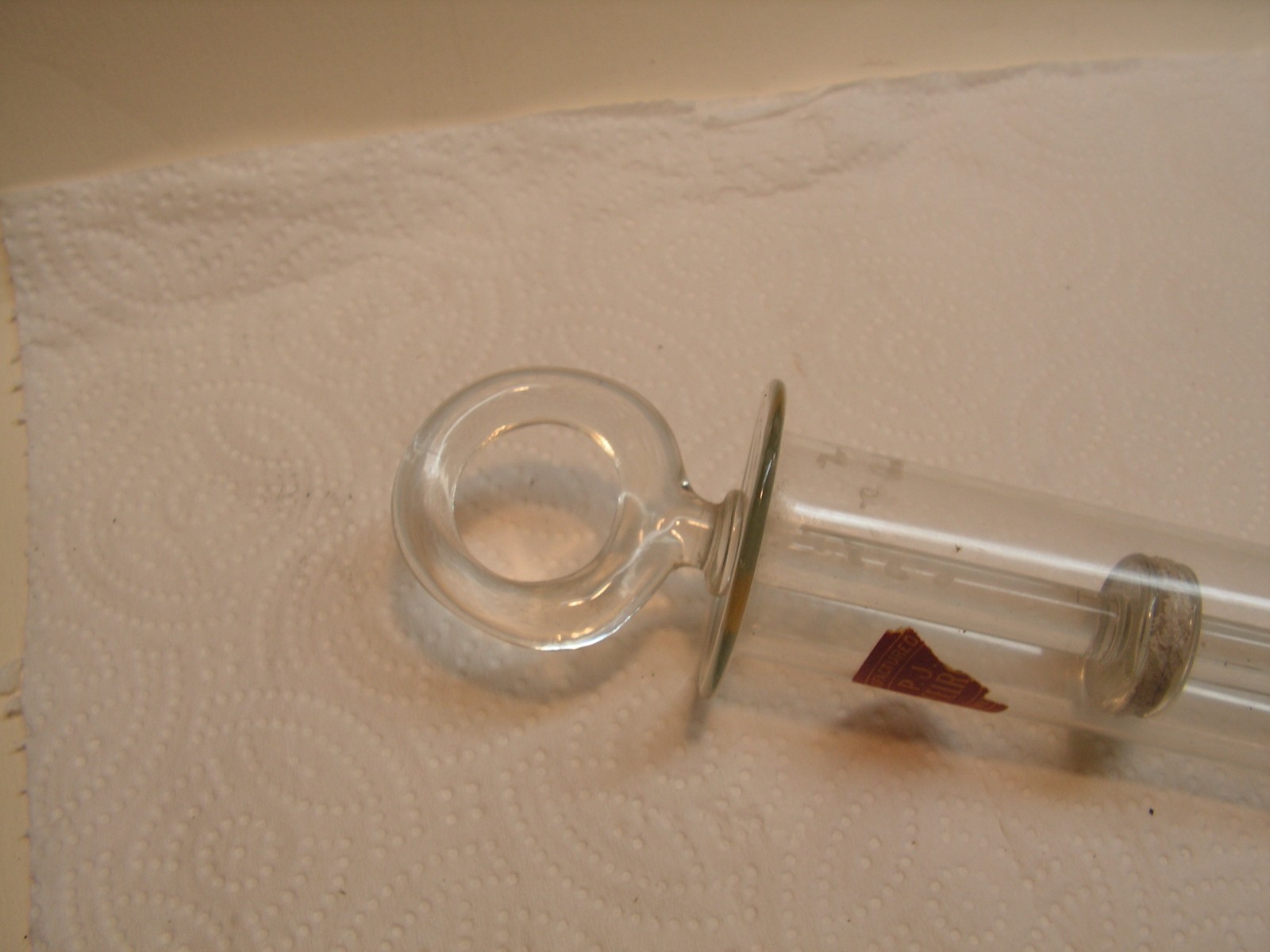 Vintage Glass Syringe Antique P J McElroy Surgeon Medical Apothecary Unused?