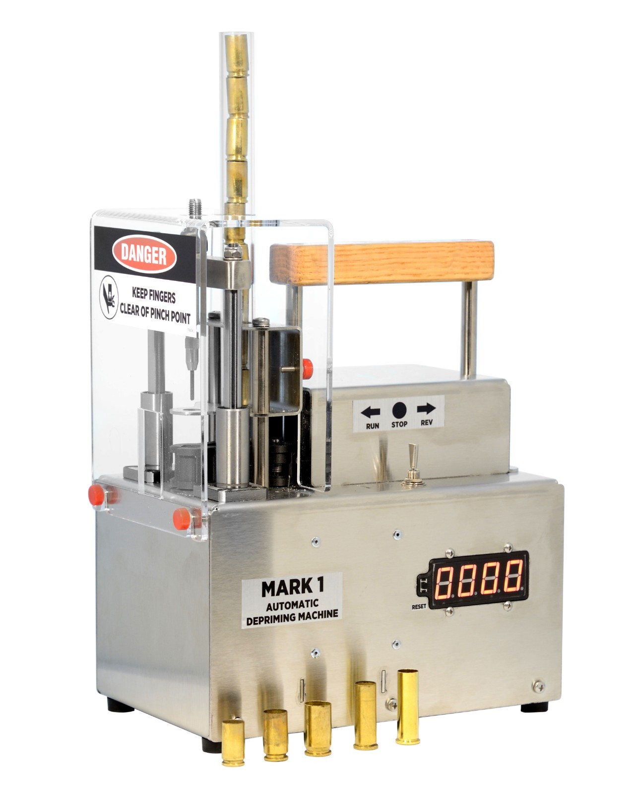 ADM Automatic Depriming Machine: removes Primers from Spent Brass before Reload