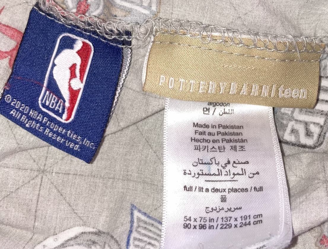 Pottery Barn Teen NBA Eastern Conference Fitted Sheet Full Size & Pillow Case