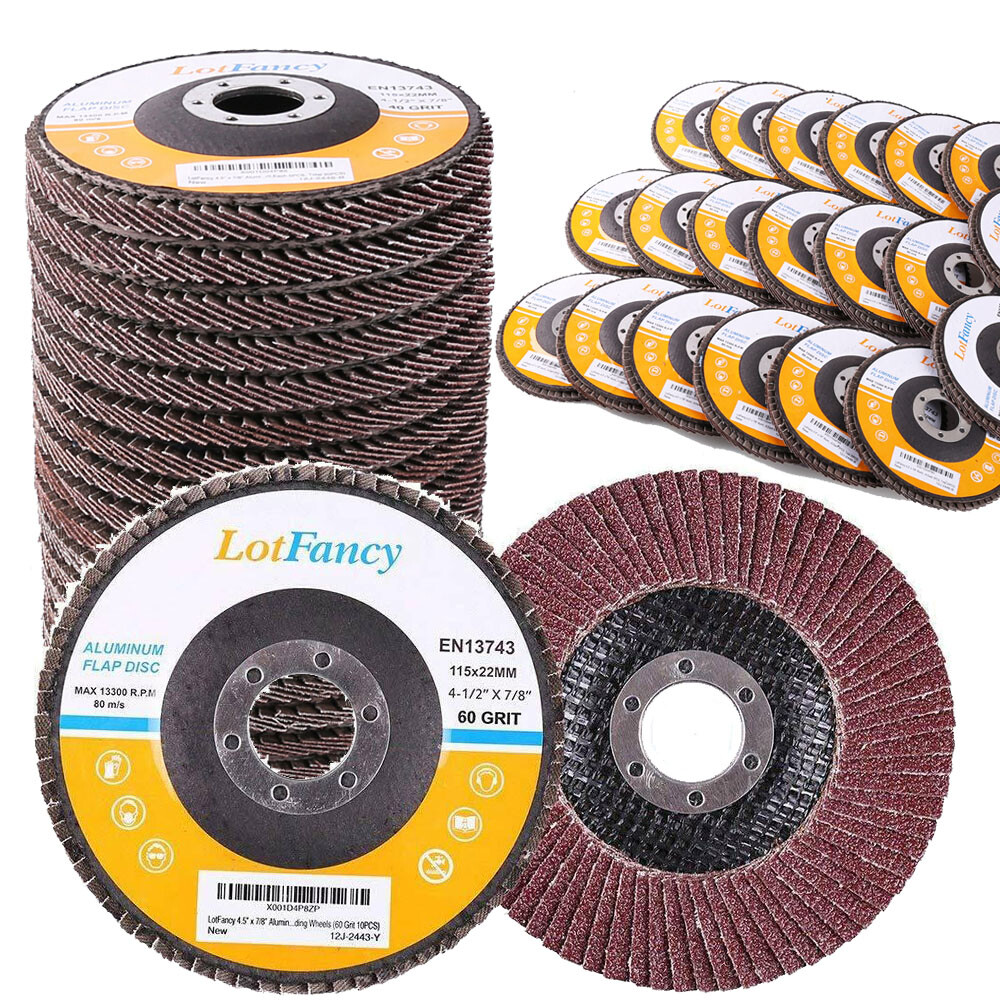 4.5" 4-1/2 Flap Disc 40 60 80 120 Grit Angle Grinder Sanding Grinding Wheels