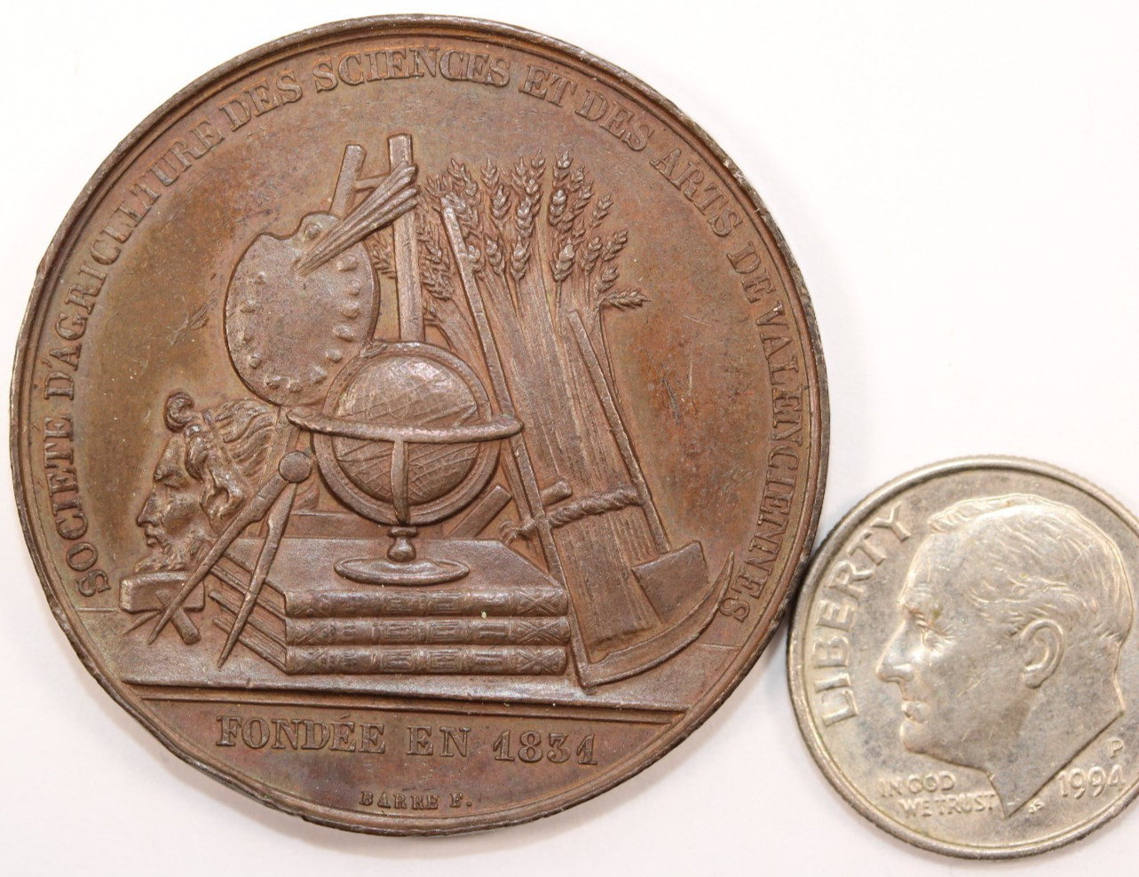 1834 Medal Silver Société d'Agriculture des Sciences/ Arts de Valenciennes #0056