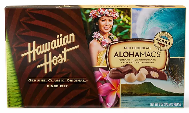 Hawaiian Host Milk Chocolate AlohaMacs Covered Macadamias 6 Box Pack,Total 36 oz