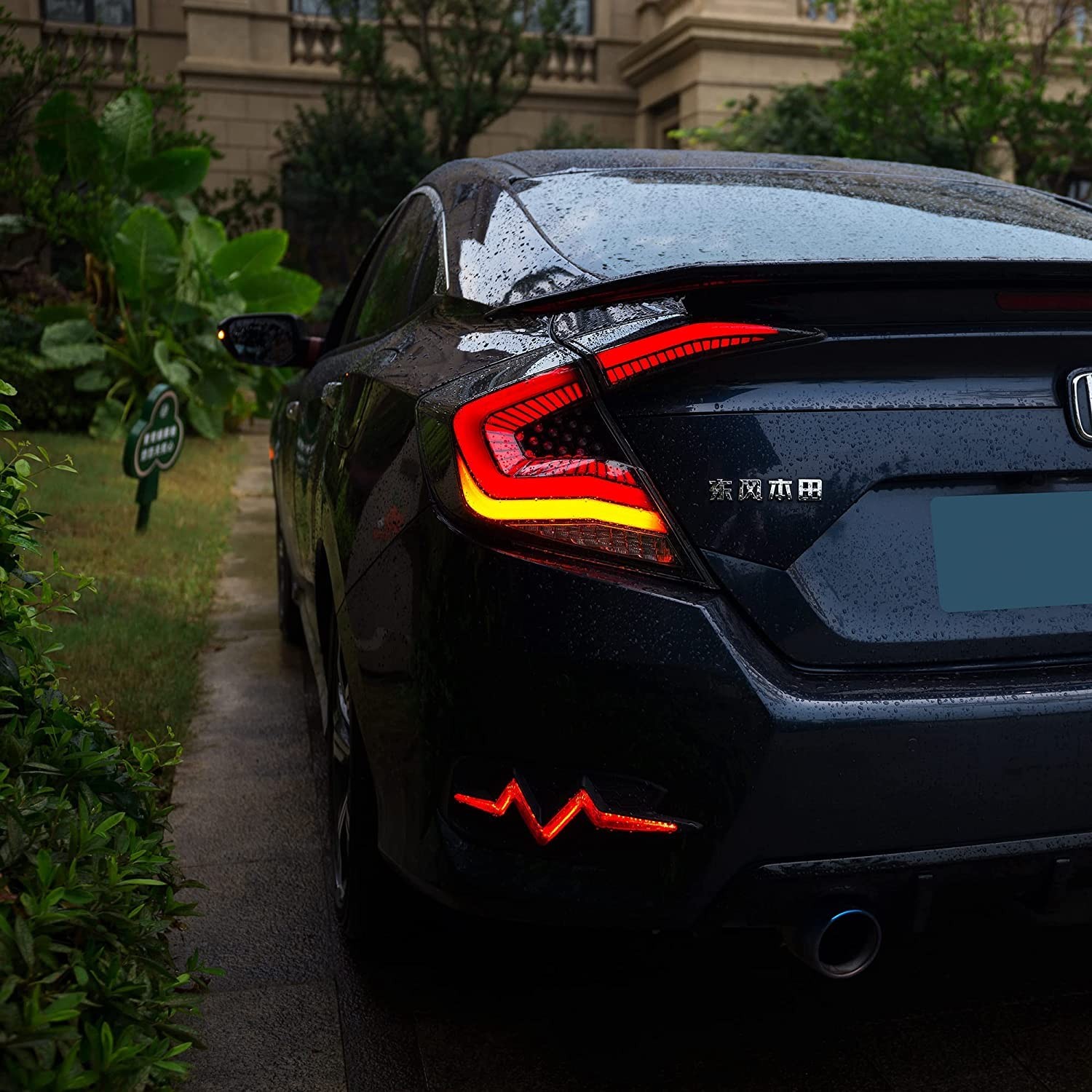 LED Rear Bumper Light 16-21 Honda Civic Sedan Red Lens