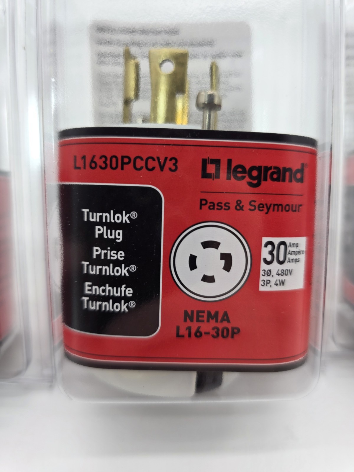 3 Pack LEGRAND NEMA L16-30P/ L1630-PCCV3 TURNLOK PLUGS 30A 3PH 480V 3P 4-WIRE