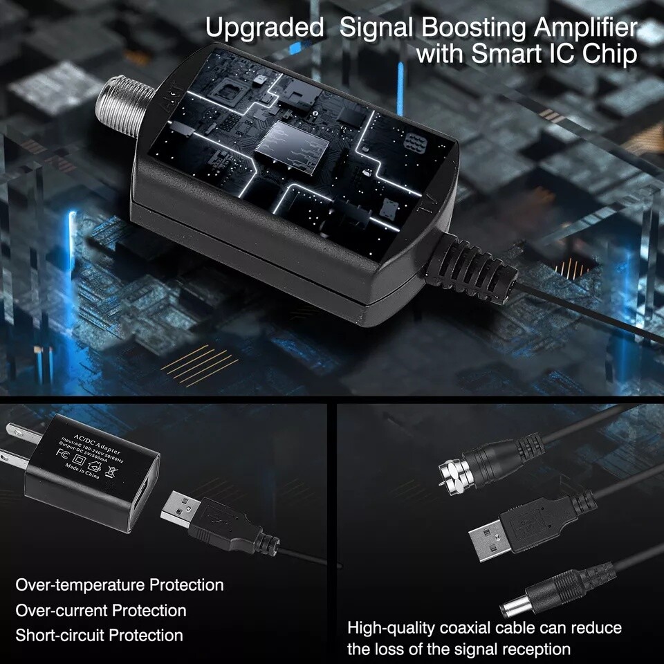 8000 Miles Digital TV Antenna Indoor HDTV Amplified Signal Booster 4K HD 1080P