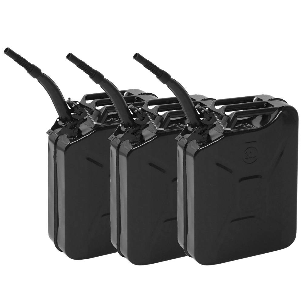 3 x Fuel Can 5 Gallon 20L Gasoline Gas Fuel Tank Military Emergency Backup Black