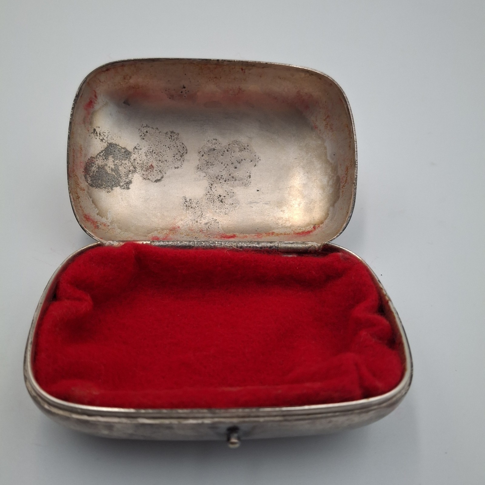 ​Antique Silver-Plate Trinket Box Engraved "Maude" Victorian Keepsake Snuff Box