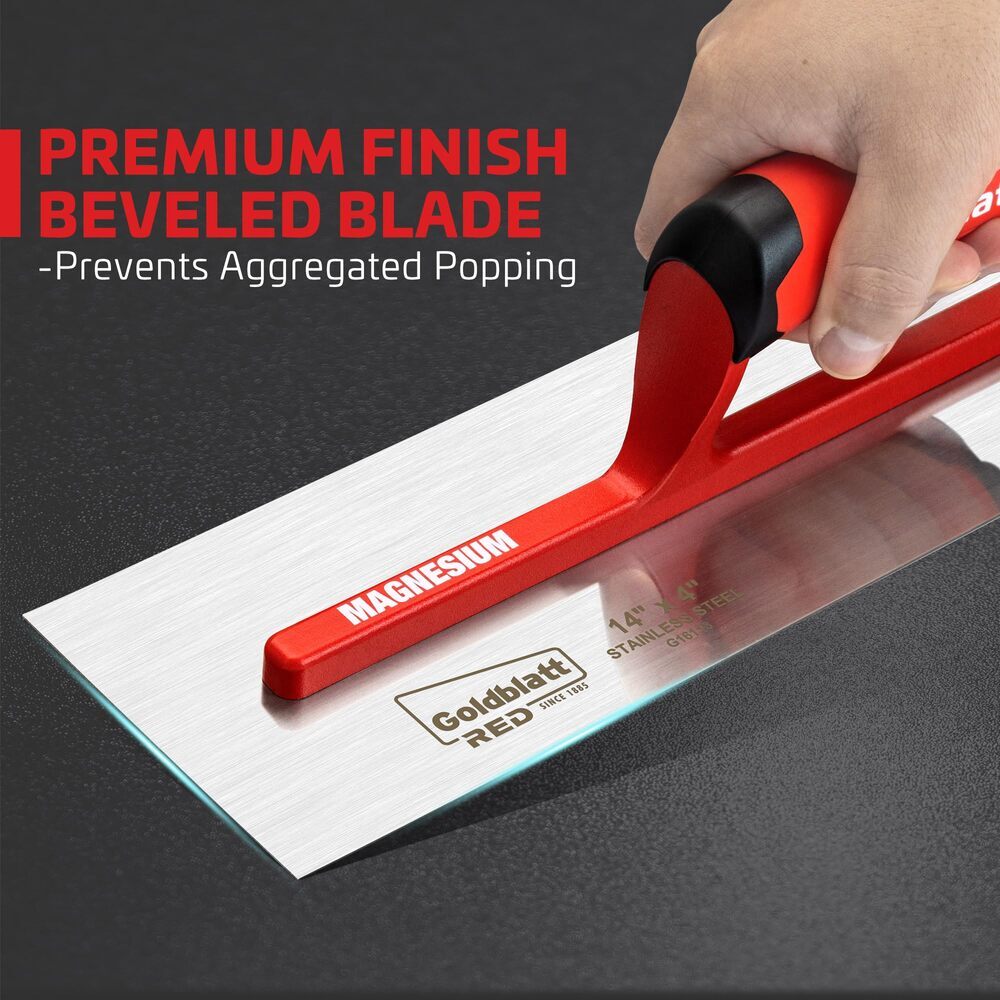 Goldblatt 14"x4" Drywall Trowel Stainless Finishing Masonry Trowel Beveled Blade