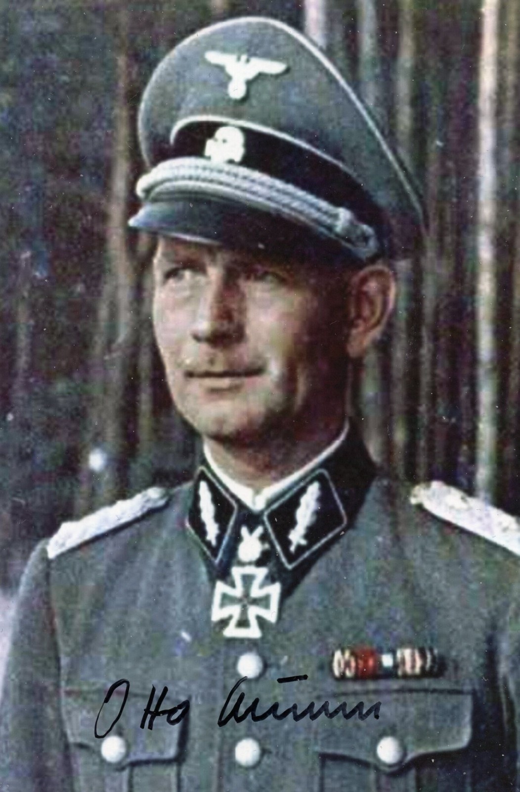 OTTO KUMM - Knight's Cross, Swords winner / Elite general - rare signed photo