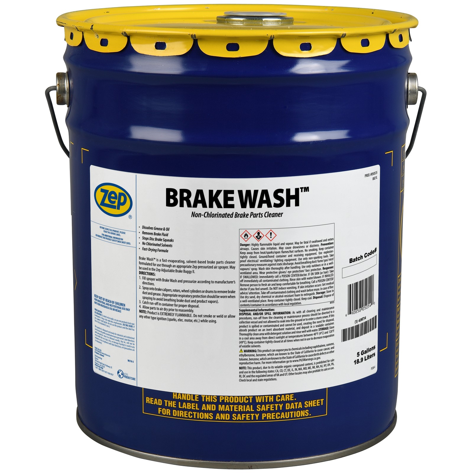 Zep Brake Wash Liquid Non-Clorinated Parts Cleaner - 5 Gallon (1 Pail) 50535
