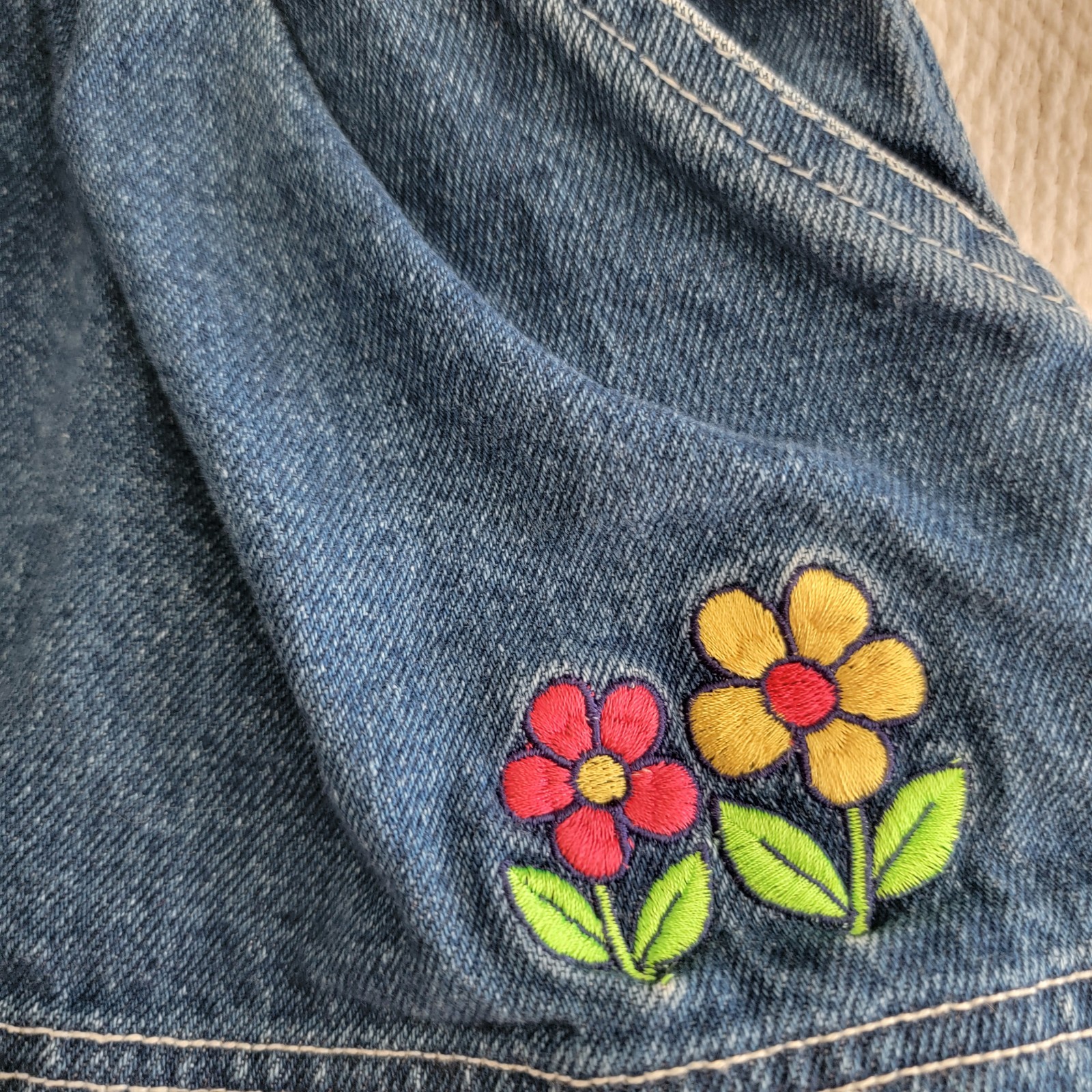 Vintage Baby Mickey & Co Minnie Mouse Embroidered Denim Jumper Dress Size 18 mo