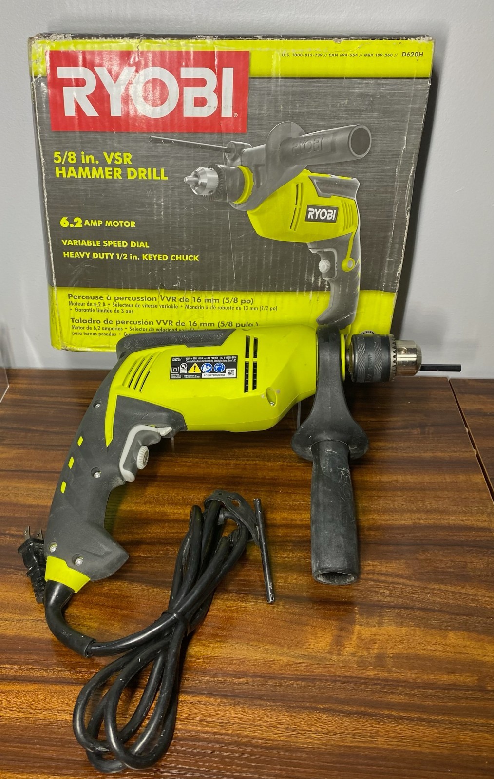 Ryobi 5/8” VSR Hammer Drill Variable Speed Reversible D620H 1/2” HD Keyed Chuck