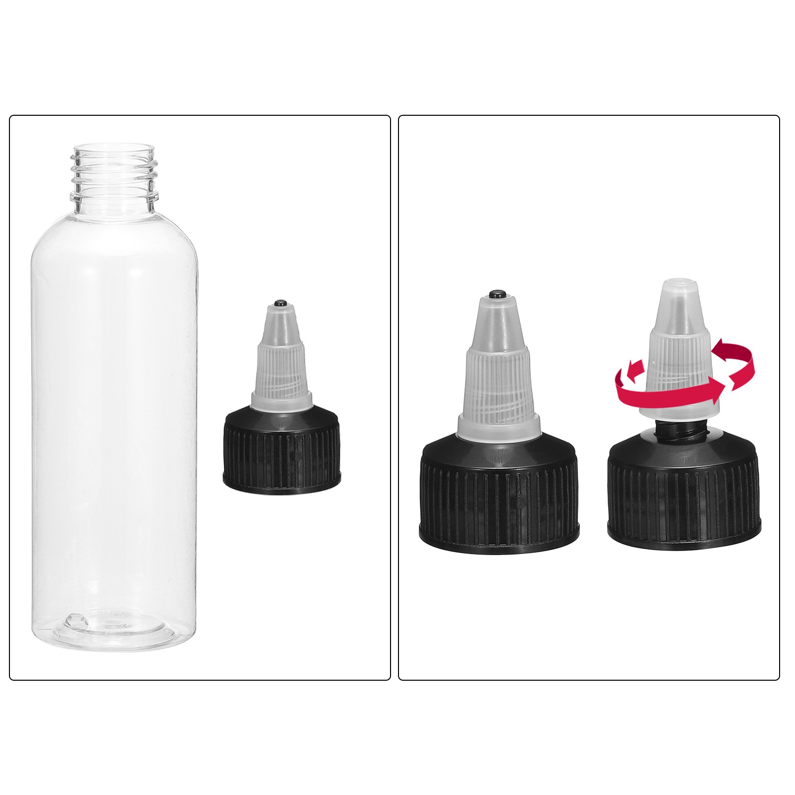 4Pcs 5oz/150ml Squeeze Bottles, Clear Dispensing Bottles