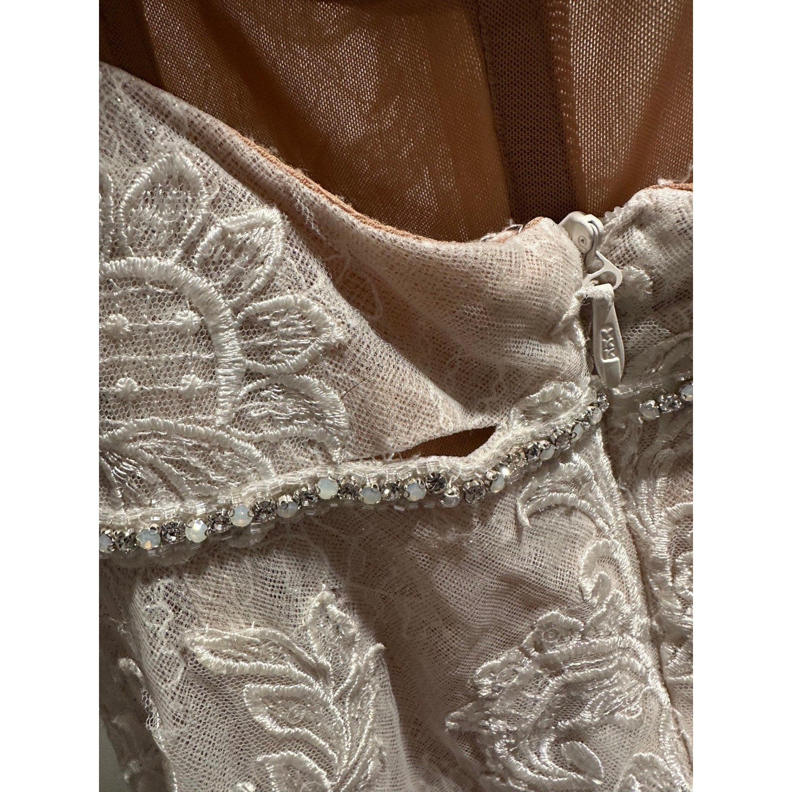 Galina Signature SWG824 Ivory Nude Lace Mermaid Wedding Dress Glitter Tulle