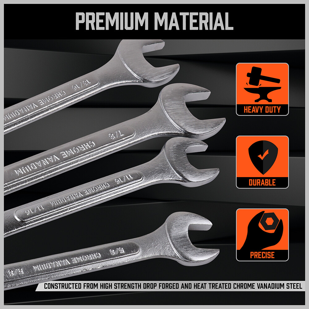 26pc Duo Metric SAE Combination Spanner Set Gear Wrench Standard Head Extra long