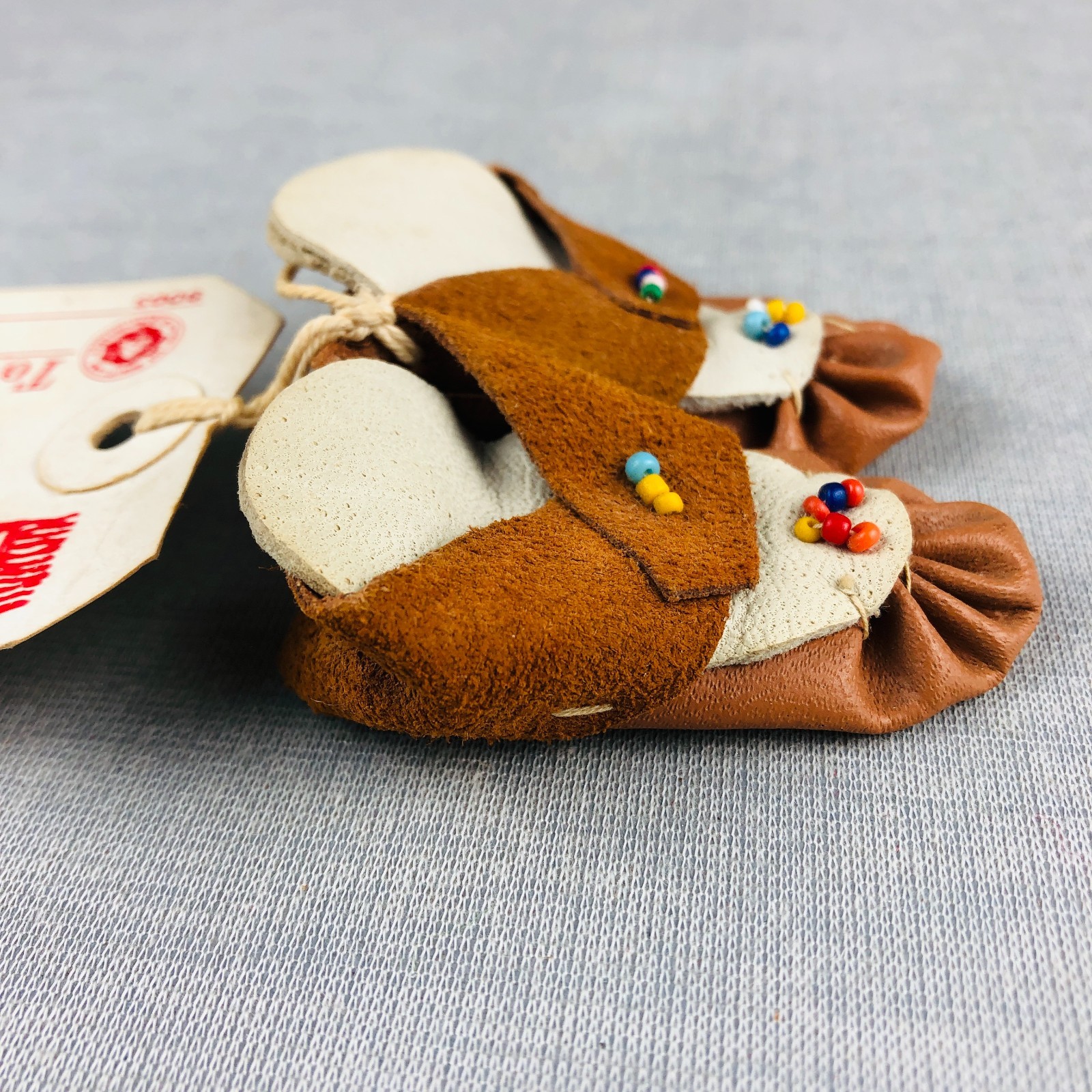 VTG Handmade Beaded Suede Mini Doll Moccasins Native American Souvenir Helena MT