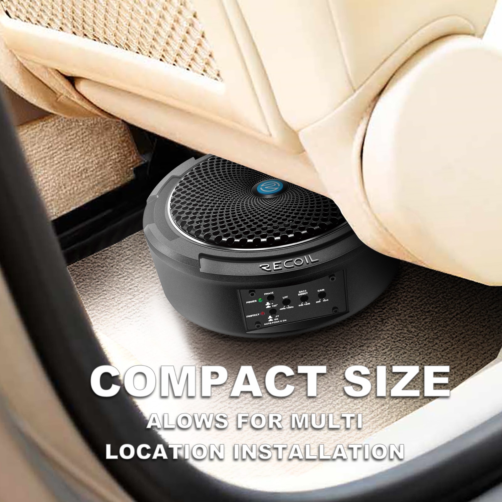 RECOIL SL1708 8" Under Seat Slim Amplified Car Subwoofer