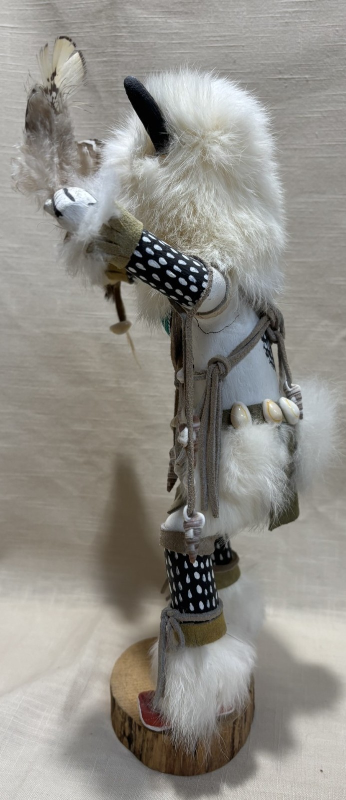 Kachina Sculptures Buffalo & Eagle Dancer 11-14" Handmade Feathers & Fur Signed