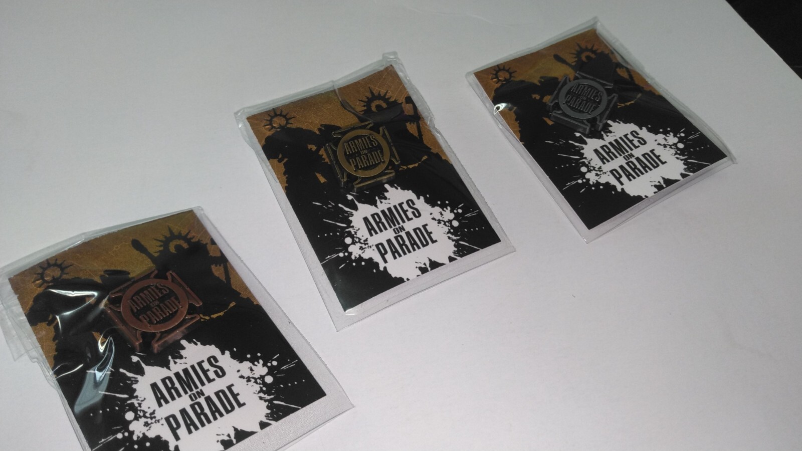 Warhammer Armies on Parade Bronze Silver Gold 3 Piece Pin Badge Set 2023