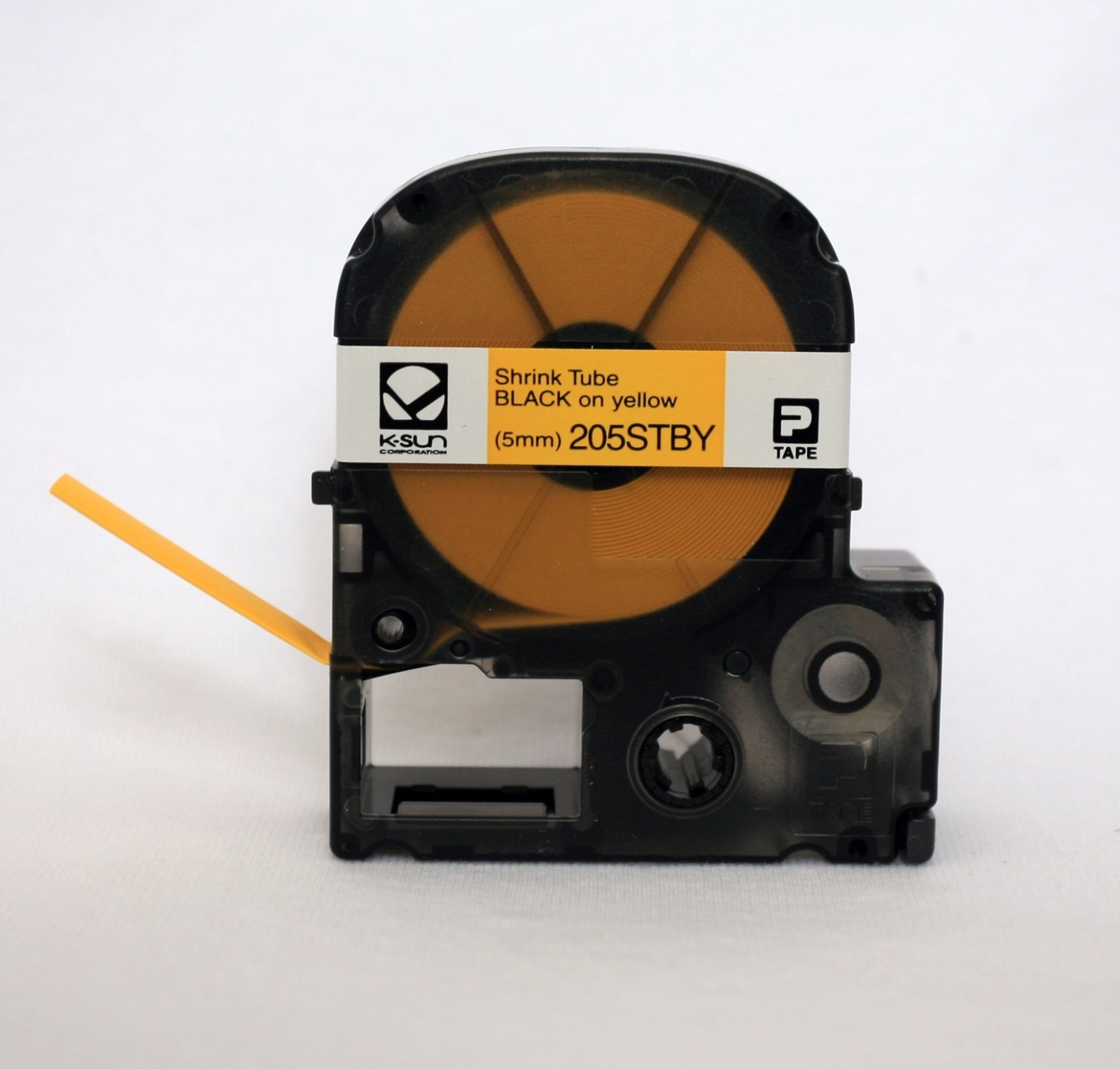 Epson 205STBYPX Shrink Tube 3/16" Black on Yellow 5mm K-Sun 205STBY