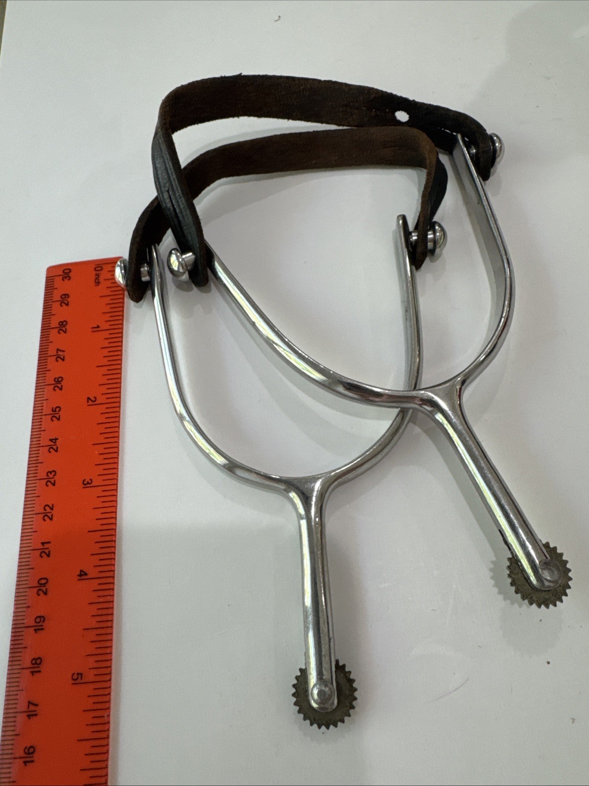 Vintage Pair Metal and Leather Western Cowboy Boot Spurs