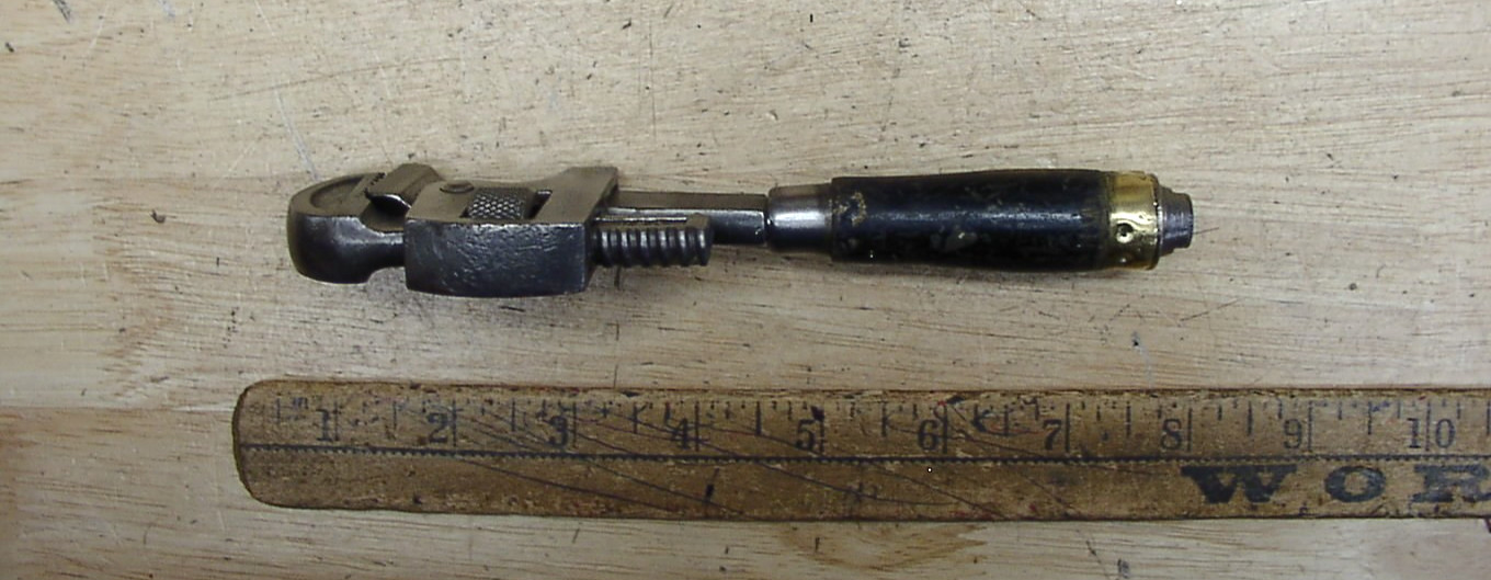 Antique Oswego Tool Co Round Wood Handle 8" Stillson Pipe Wrench,Good,L@@K READ