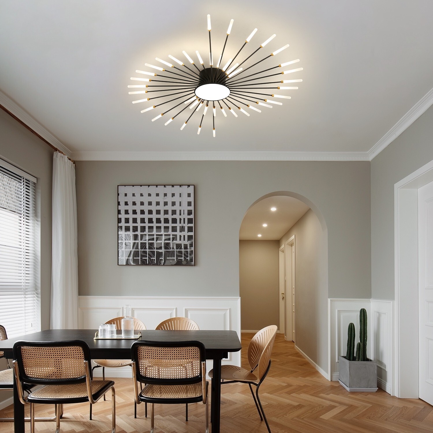 42-Light Fireworks Ceiling Light Modern LED Flush Mount Dimmable APP Remote