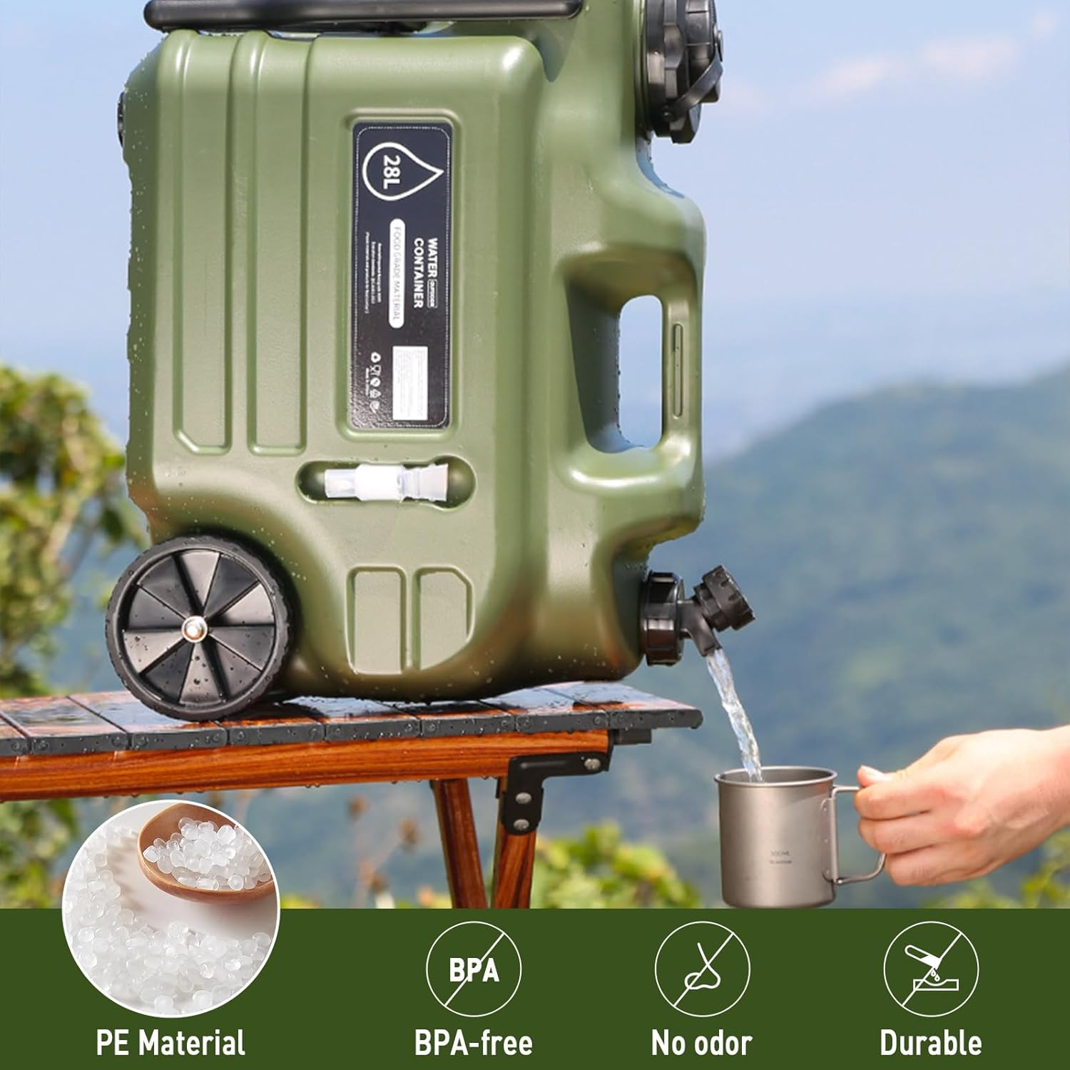 7 Gallon Water Jug,Camping Water Container, Portable Water Dispenser BPA Free US