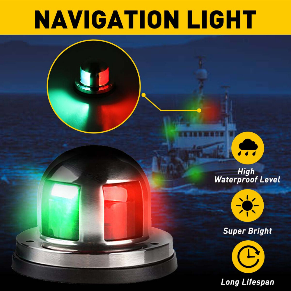 Boat Navigation Lights Red and Green LED Marine Navigation Light Boat Bow Light