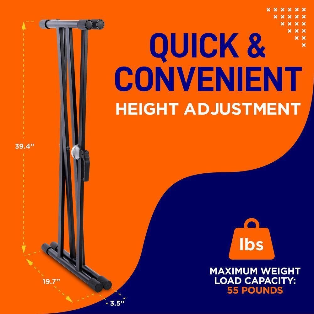 Pyle Electronic Keyboard Stand - Digital Piano Keyboard Mount Holder, Adjustable