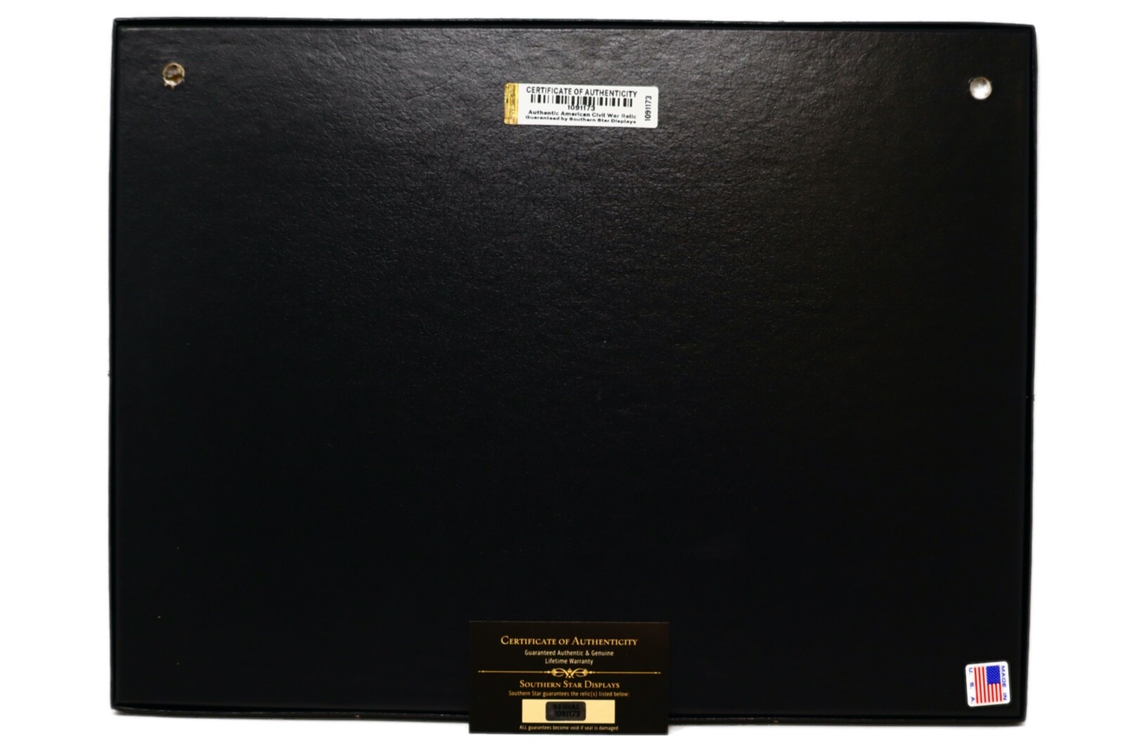 Civil War Relics, Bullets, Harmonica Reed in Display Case (16 Piece) with COA