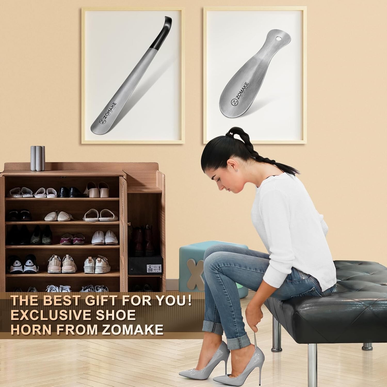 Metal Shoe Horn: Long Handle ShoeHorn for Seniors Men Women and Kids Shoehorn