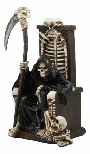 Ebros The Dark Lord Grim Reaper Seated On Skeletons & Skulls Throne Statue