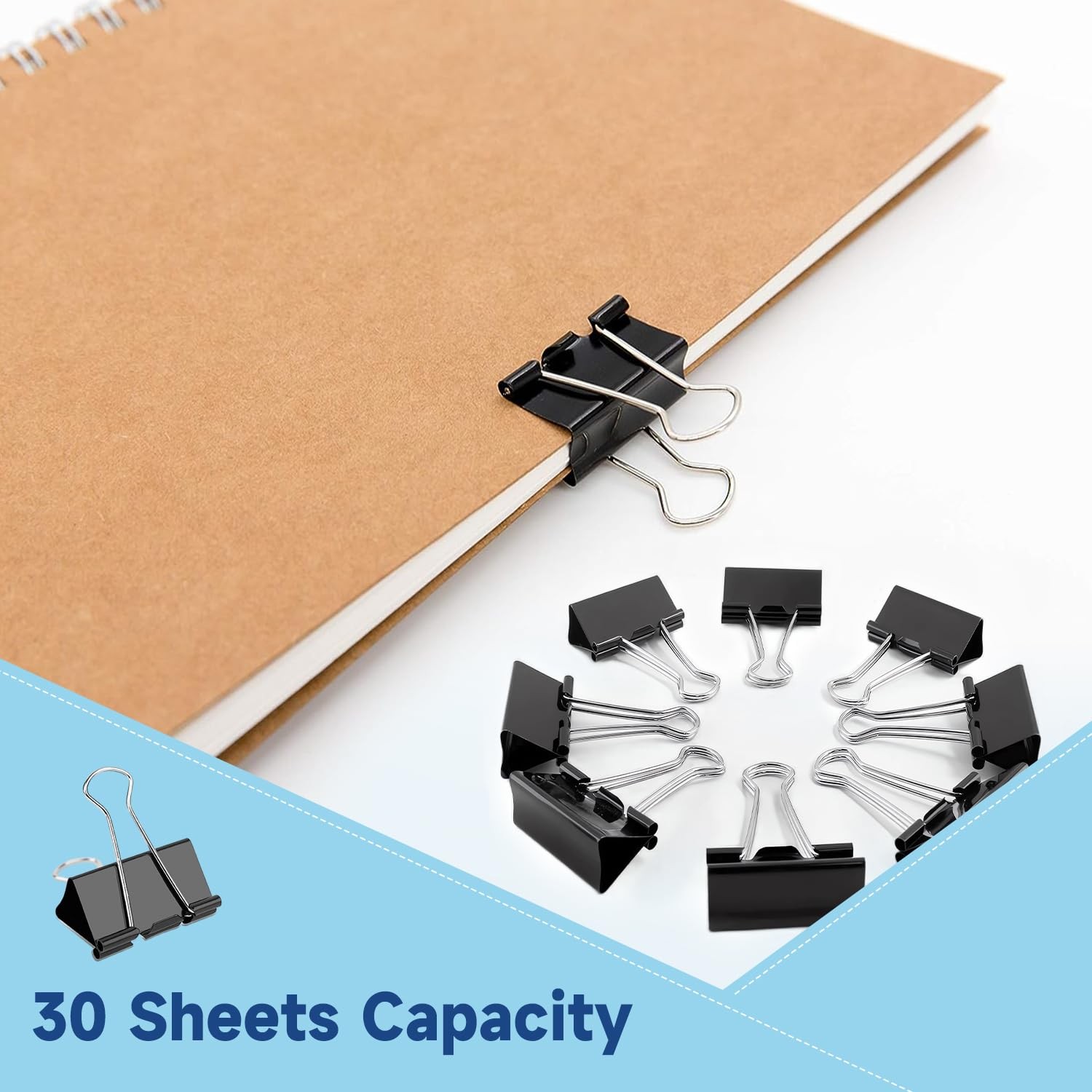 240 Pack Mini Binder Clips, Black Binder Clips, Small Paper Clips 15mm 5/8 Inch