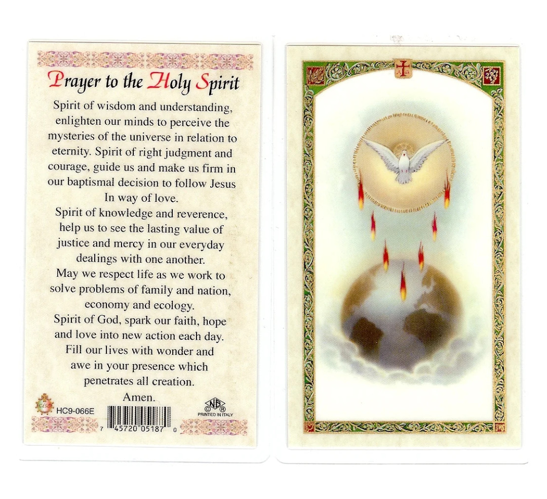 Laminated Confirmation Prayer AND Prayer to the Holy Spirit Card Set Catholic