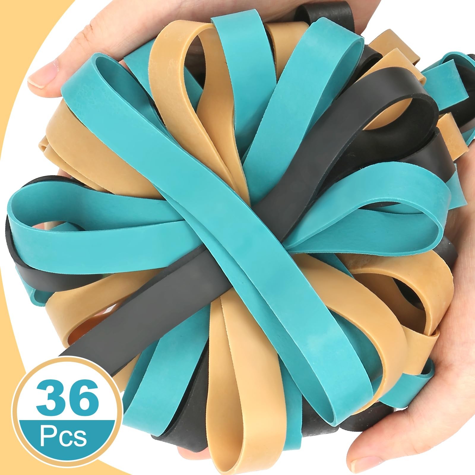 Heavy Duty Thick Rubber Bands, 36Pcs Large Wide Big Rubber Bands for Office S...