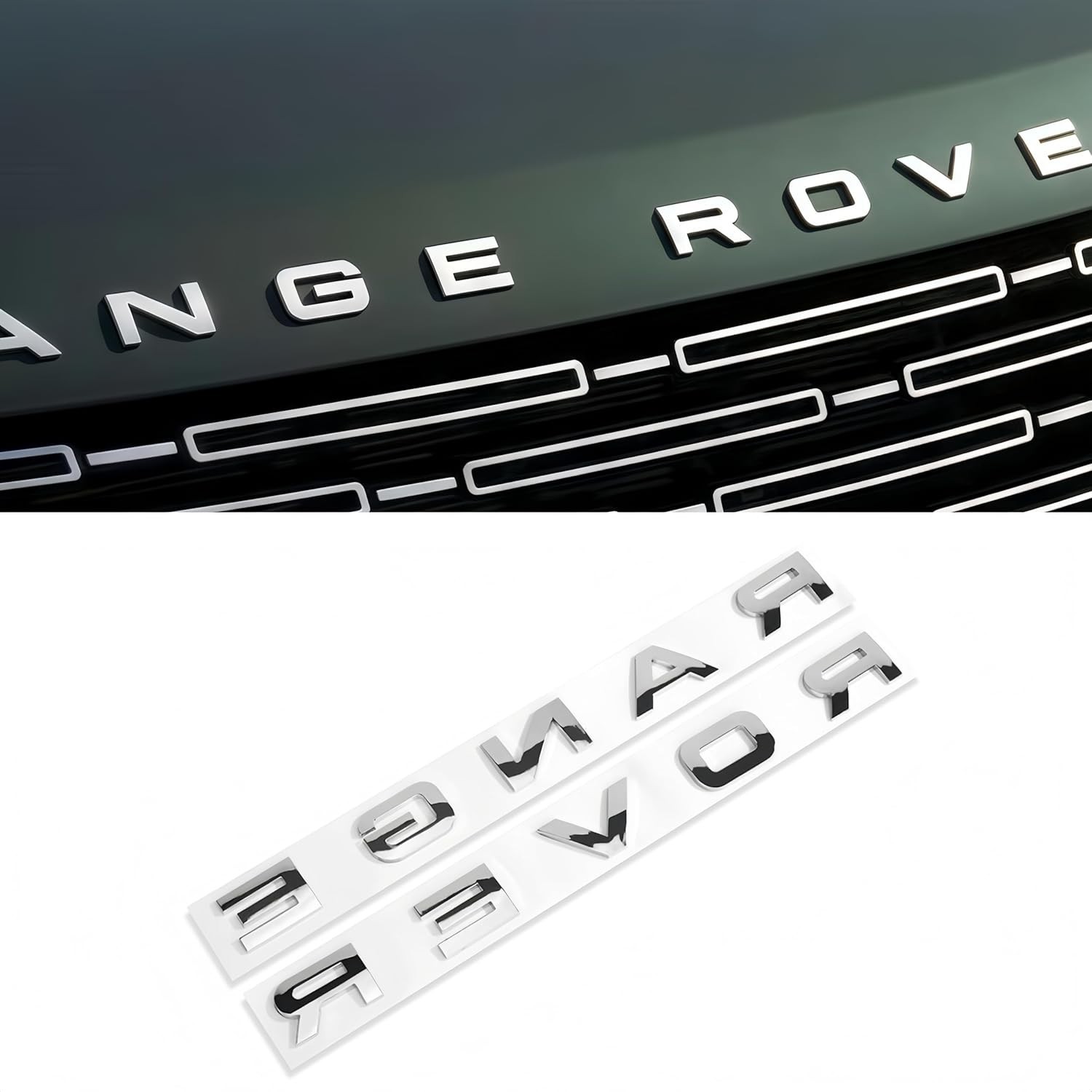 Range Rover Gloss silver ABS Emblem Replacement Badge for Front Hood & Trunk