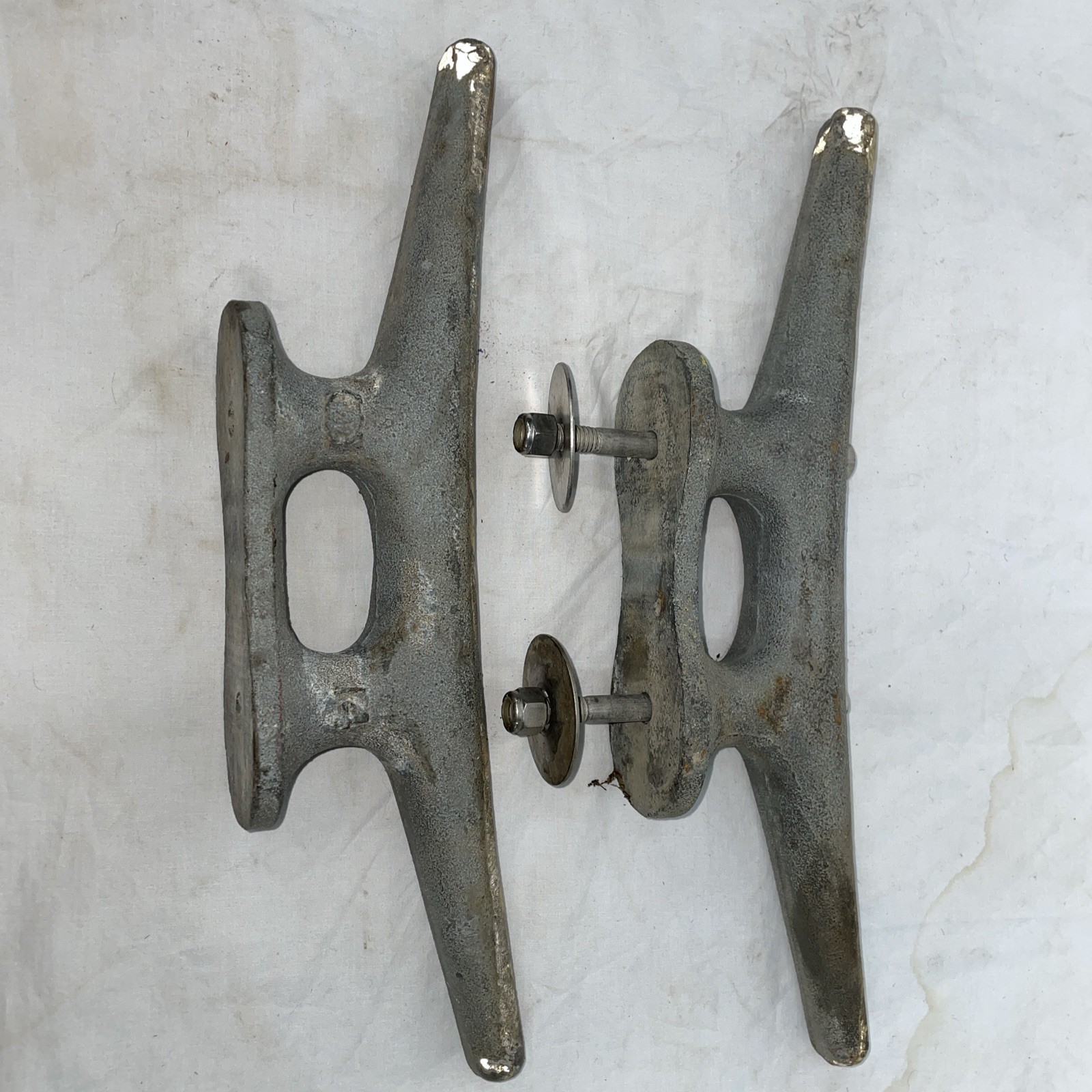 Pair Vintage 14” Boat Dock Cleats Cast Iron Marine Hardware Wilcox Crittinsen