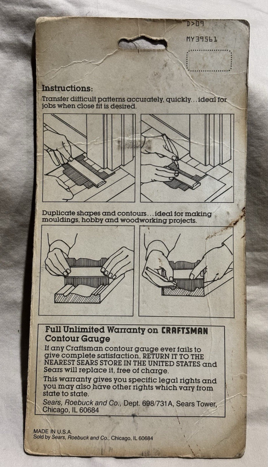 CRAFTSMAN #9-39561 6" STAINLESS CONTOUR GAUGE NOS Sealed in Original Packaging