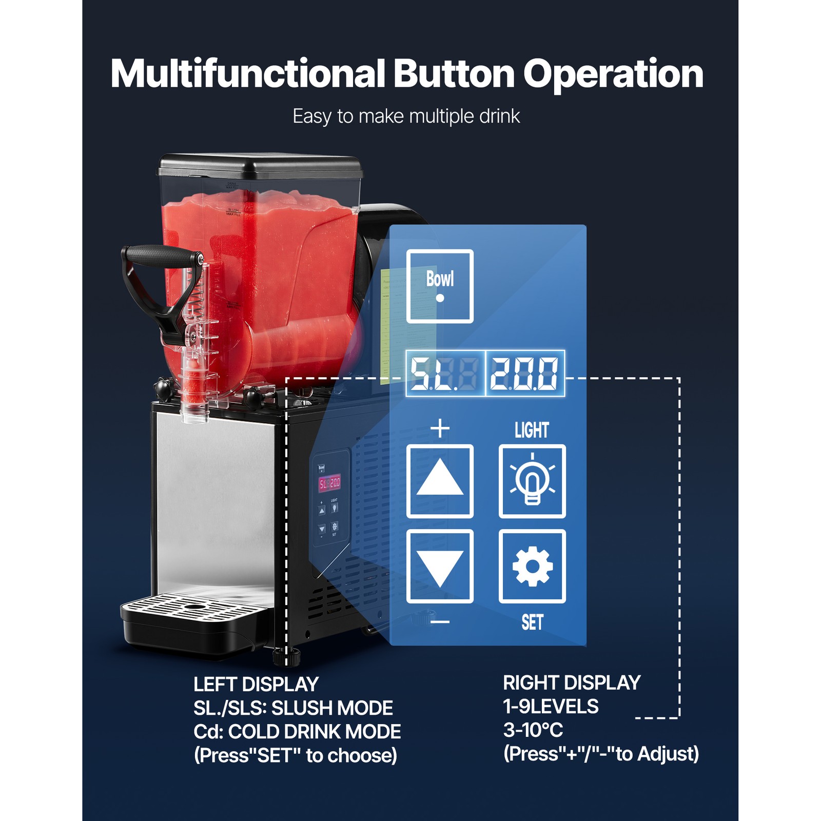 Uimoso 6L/1.6 GAL Frozen Beverage Machine with Single Tank for Slushies