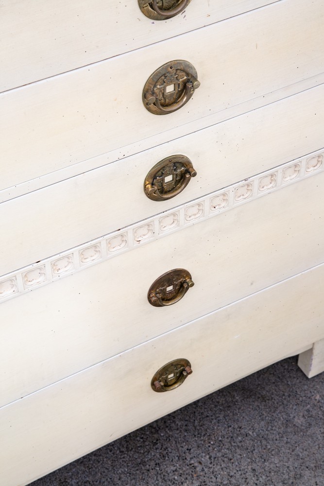 Mid Century Modern Dresser Highboy 6 Drawer White American Kalpe Trim Vintage