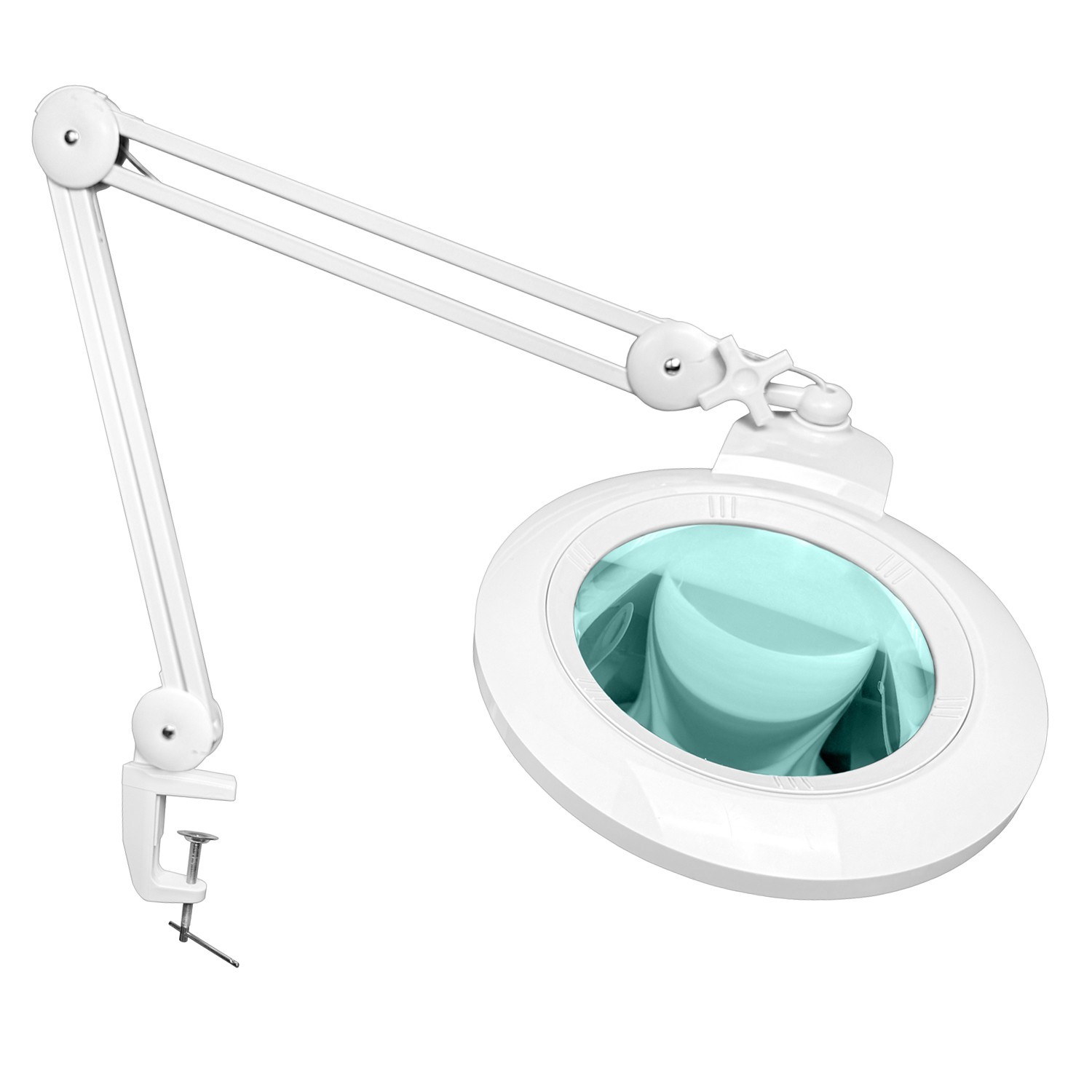 LED Magnifying Lamp w/ Clamp, Large 7 inch glass lens (5 Diopter, 2.25X)