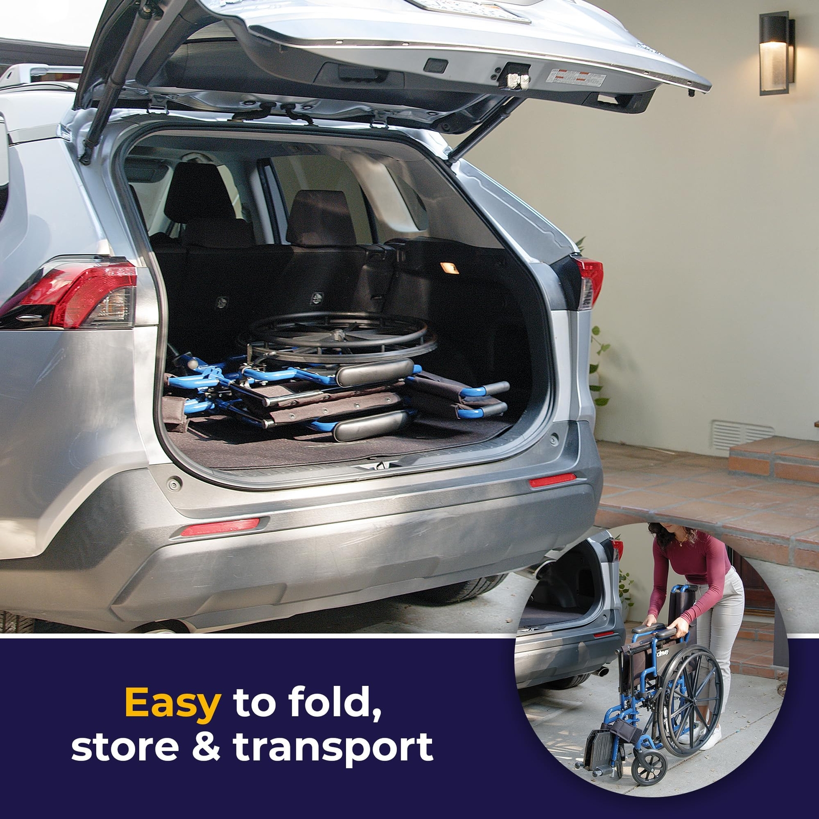 Drive Medical Blue Streak Lightweight Wheelchair with Swing-Away Footrests and