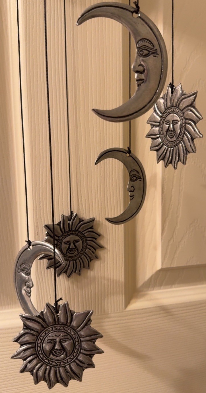 Pewter Metal Wind Chimes Celestial Sun&Moon 2000s Pier 1 Imports