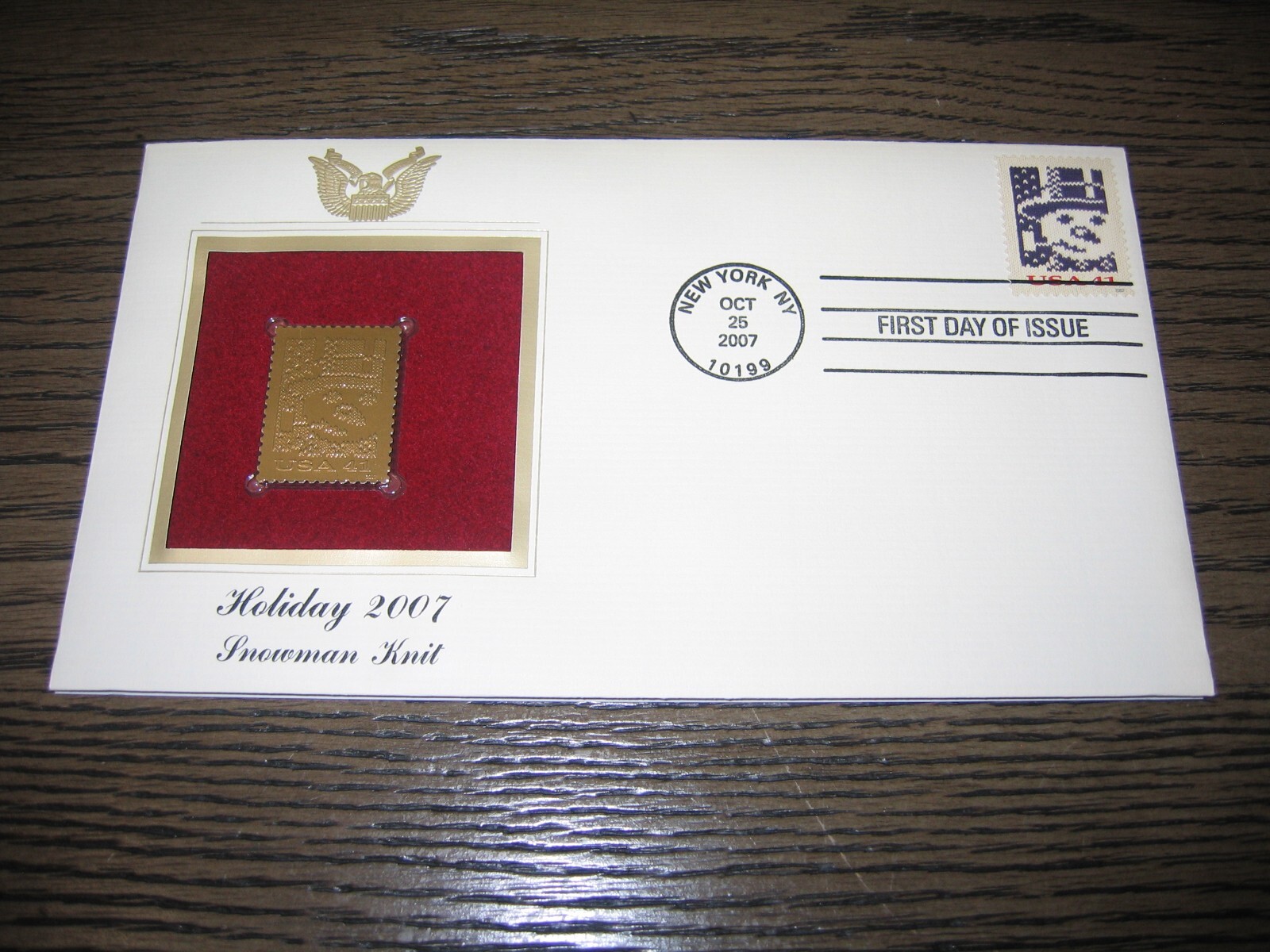 2007 Holiday Snowman Knit Replica Golden Cover Stamp