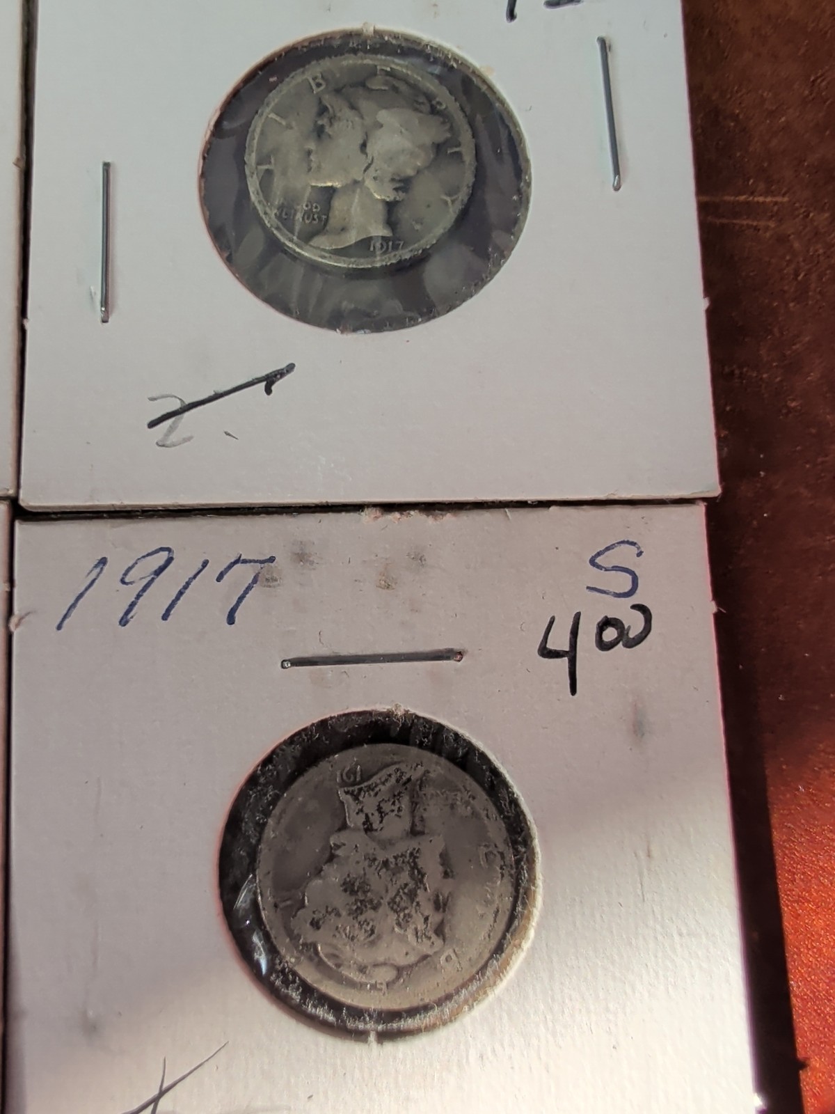 Lot Of 4 Circulated 1917 Mercury Dimes
